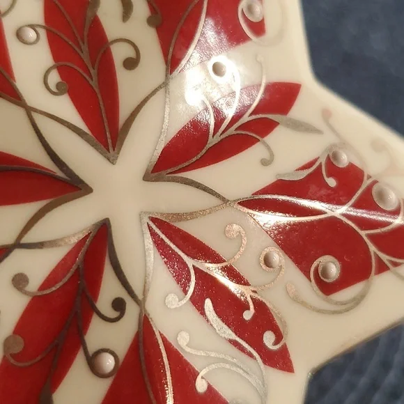 Lenox Ornament Porcelain Red & White Star - Picture 5 of 5